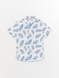 Рубашка для мальчика с короткими рукавами и рисунком LCW Kids, синий принт