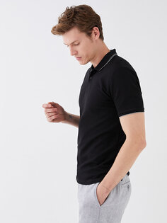 Мужская футболка с воротником-поло и коротким рукавом LCW Vision, новый черный