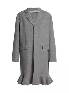 Шерстяное пальто с оборками на пуговицах спереди Jw Anderson, серый