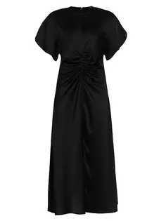 Атласное платье-миди со сборками Fabiana Filippi, цвет nero