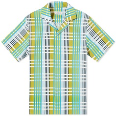 Рубашка Lanvin Short Sleeve Check Vacation, зеленый/мультиколор