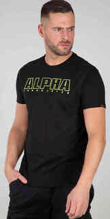 Тяжелая футболка с вышивкой Alpha Alpha Industries, черный/зеленый