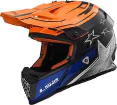 Шлем для мотокросса Fast MX437 Core LS2, черный матовый/оранжевый