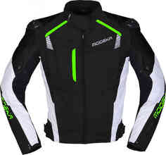 Мотоциклетная текстильная куртка Lineos Modeka, черный/белый/зеленый