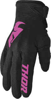 Секторные женские перчатки для мотокросса Thor, черный/розовый