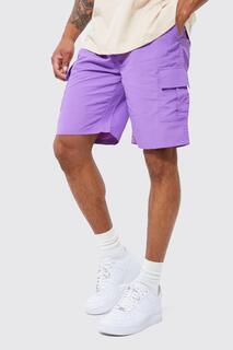 Легкие короткие брюки эластичные бермуды Boohoo, фиолетовый