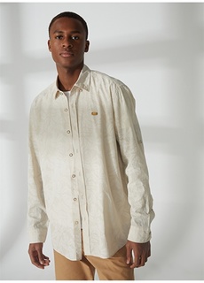 Комфортная мужская рубашка цвета экрю с воротником на пуговицах U.S. Polo Assn.