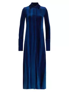Платье-рубашка из бархата ледяного цвета Proenza Schouler, цвет cobalt