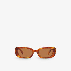 Солнцезащитные очки MU 08YS в квадратной оправе из ацетата черепаховой расцветки Miu Miu, коричневый