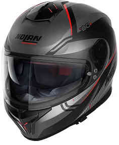 N80-8 Проницательный шлем N-Com Nolan, серый/красный