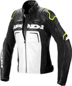 Женская мотоциклетная кожаная куртка Evorider 2 Spidi, черный/белый/флуоресцентный желтый
