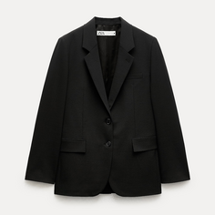 Пиджак Zara Zw Collection Oversize Wool Blend, черный