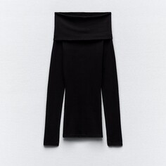 Топ Zara Off-the-shoulder Cotton, черный