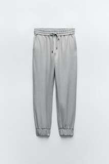 Спортивные брюки в стиле пижамы ZARA, серый мергель