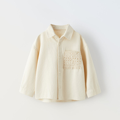 Рубашка Zara With Lace Pocket, экрю
