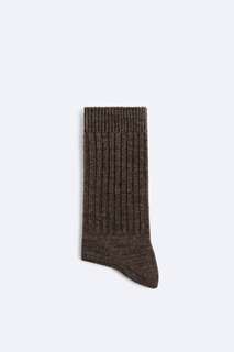 Ребристые фактурные носки ZARA, коричневый