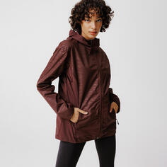Куртка беговая с капюшоном водоотталкивающая Дождевик женская коричневая KALENJI, темно коричневый