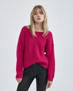 Женский розовый свитер с вырезом «лодочка» IKKS, розовый