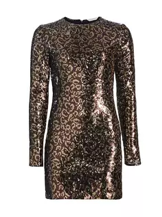 Леопардовое мини-платье с пайетками Palm Angels, цвет brown black