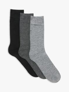 Носки из термошерстяной смеси John Lewis, черный/угольный/серый