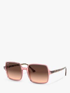 RB1973 Женские квадратные солнцезащитные очки Ray-Ban, прозрачный розовый/коричневый градиент
