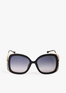 Солнцезащитные очки Gucci Horsebit Rectangular, черный