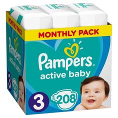 Одноразовые подгузники для детей Pampers Active Baby 3, 208 шт