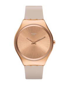 Часы Skinrosee с розовым силиконовым ремешком Swatch, розовый