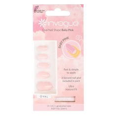 Овальные накладные ногти Baby Pink 28 Nails 25G, Invogue