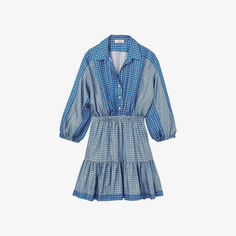 Атласное платье мини с завязками Sandro, цвет bleus