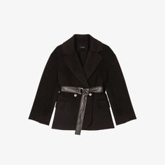 Двубортный пиджак из смесовой шерсти с завязками на завязках Maje, цвет noir / gris
