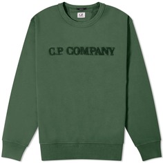 Свитшот C.P. Company Cotton Diagonal Fleece Logo, темно-зеленый