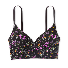 Бюстгальтер Victoria&apos;s Secret Pink Loungin&apos; Wireless Push-up Floral Print, черный