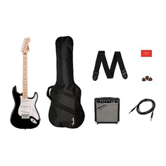 Электрогитара Squier Sonic Stratocaster Pack, Maple Fingerboard, Black, Gig Bag, 10G - 120V