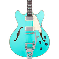 Электрогитара D&apos;Angelico Deluxe DC Semi-Hollow Electric Guitar With Shield Tremolo Matte Surf Green D`Angelico