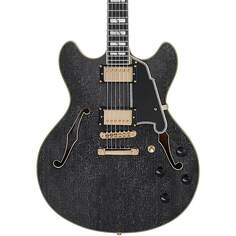 Электрогитара D&apos;Angelico Excel Series DC Semi-Hollow Electric Guitar With USA Seymour Duncan Humbuckers and Stopbar Tailpiece Black Dog D`Angelico