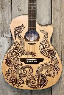 Акустическая гитара Luna Henna Dragon Spruce Acoustic/Electric Guitar, Help Support Small Business &amp; Buy It Here !