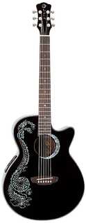 Акустическая гитара Luna Fauna Series Abalone Dragon Cutaway Acoustic-Electric Guitar - Black