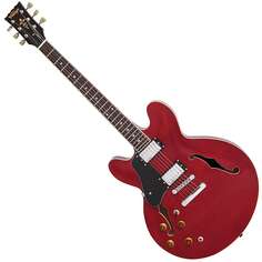 Электрогитара Vintage VSA500 ReIssued Semi Acoustic Guitar ~ Left Hand Cherry Red,