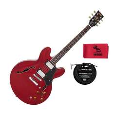 Электрогитара Vintage VSA500CR VSA500 Semi-Hollow Guitar, Cherry Red w/ Cable &amp; Cloth