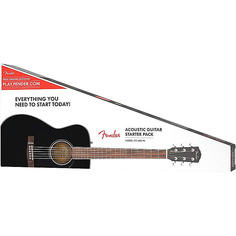 Акустическая гитара Fender CC-60S Concert Acoustic Guitar Pack V2 Black - Guitar Gig Bag Strings &amp; Strap