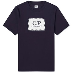 Футболка C.p. Company 30/1 Jersey Label Style Logo, темно-синий