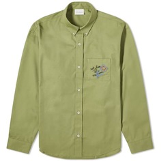 Рубашка Drole De Monsieur Sketch Logo Button Down, зеленый