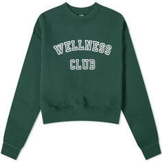 Свитшот Sporty &amp; Rich Wellness Club Cropped, темно-зеленый/белый