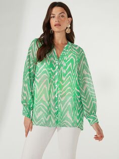 Блузка с абстрактным зигзагообразным принтом Ro&amp;Zo, зеленый Ro&Zo