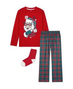 2 пижамных комплекта Big Boys с носками, 3 предмета Max &amp; Olivia, красный