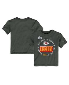 Антрацитовая футболка Kansas City Chiefs Super Bowl LVII для новорожденных Champions, коллекция трофеев в раздевалке Nike, серебро