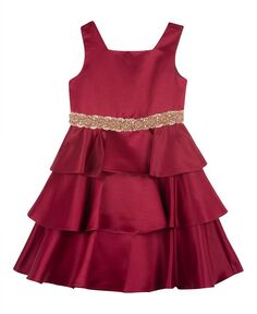 Атласное платье для маленьких девочек с украшениями Rare Editions, красный