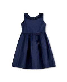 Атласное вечернее платье без рукавов со складками и воротником для девочек, для малышей Hope &amp; Henry, синий