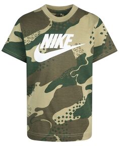 Базовая сезонная камуфляжная футболка Little Boys Club с короткими рукавами Nike, мультиколор